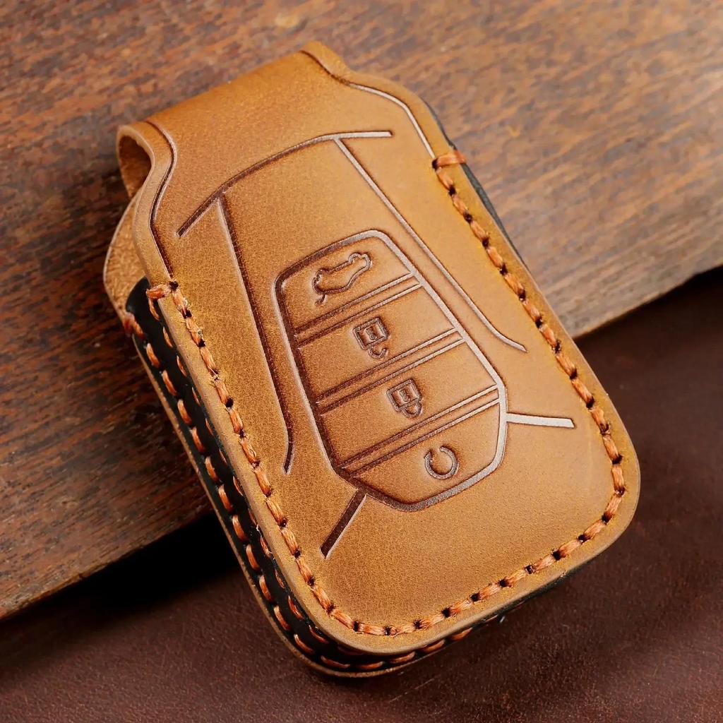 1pc Leather Car Remote Key Case Cover Shell For Isuzu D-MAX MUX Truck DMAX 2021  Keyain Accessories