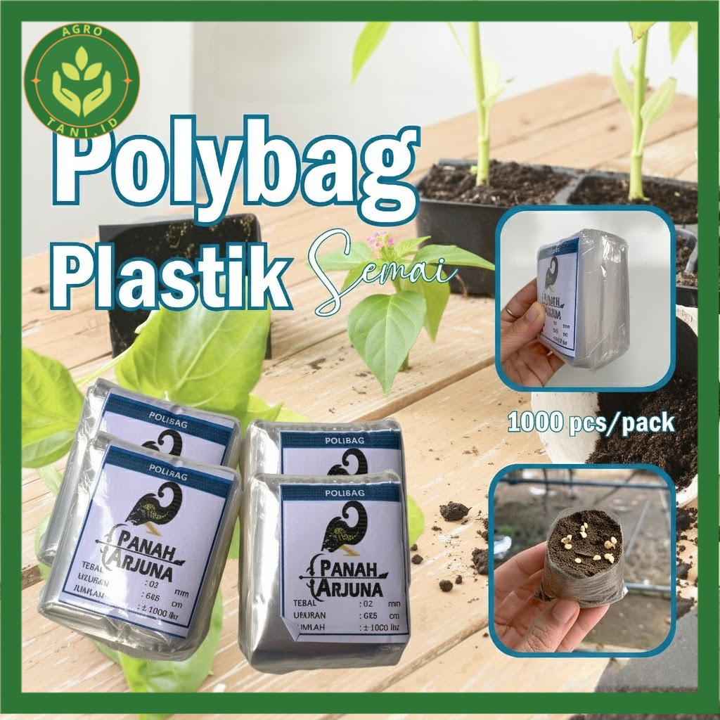 Agro Tani Polybag semai 6x7 plastik semai/polybag benih 1ikat= 1000pcs Polybag cabai