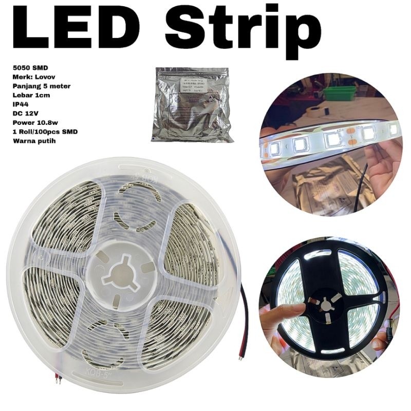 SMD LED Strip Flexible 12v 5050 5 meter Putih