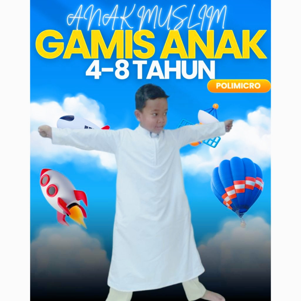 Gamis ANAK jubah ANAK ngaji Anak SD polos cowok