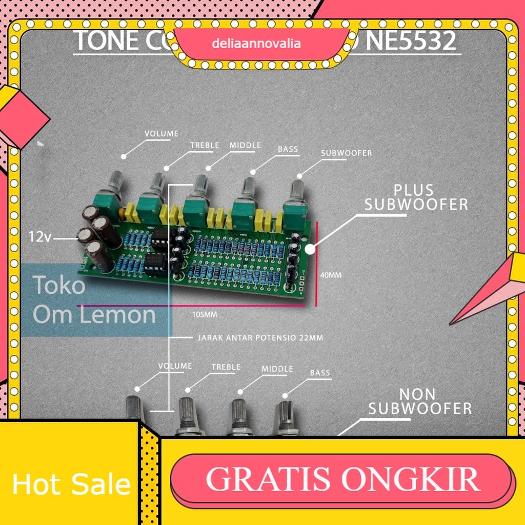 Modul 2.1 ne5532 Stereo Tone Control Plus Middle Dan Subwoofer