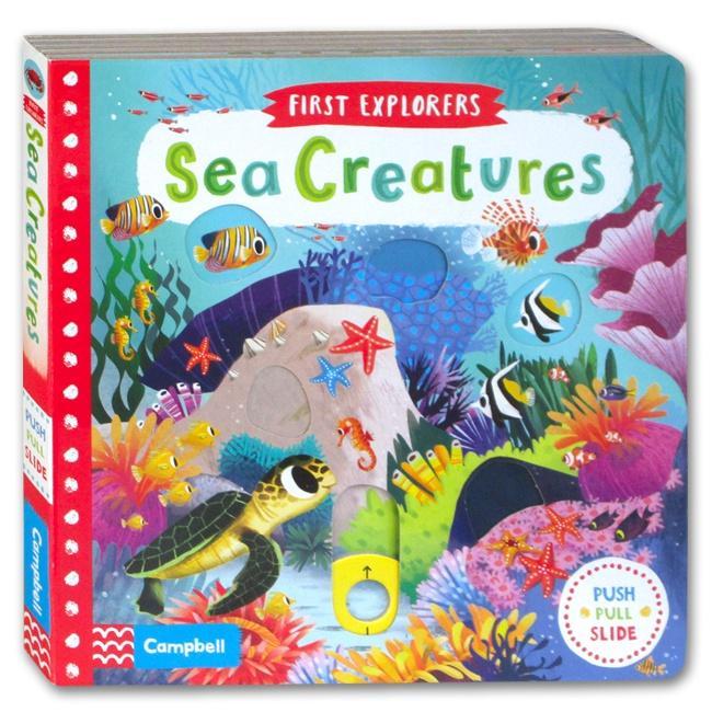 First Explorers - Sea Creatures (Interactive Push Pull Slide Board Book) - Sea Creatures
