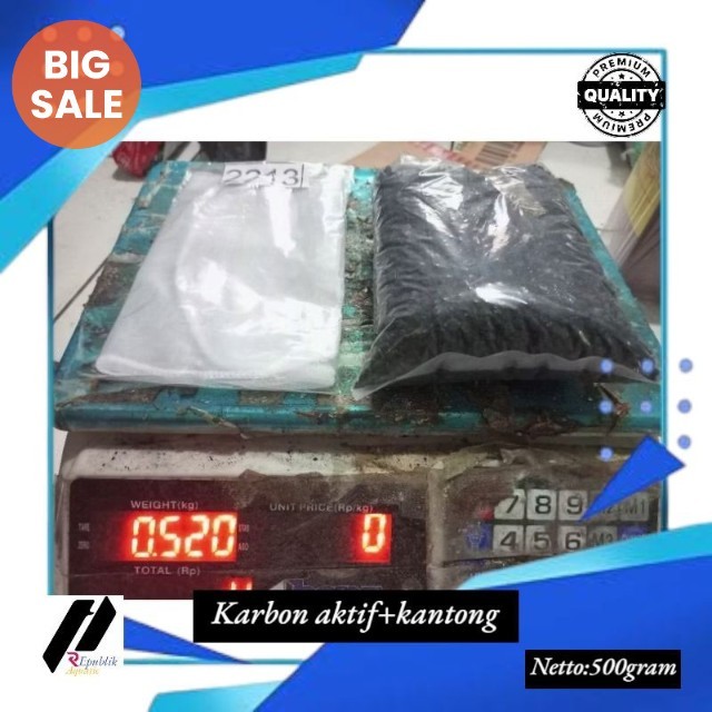 karbon aktif 500 gram + kantong / carbon aktif aquarium / carbon aktif / karbon aktif / karbon aktif