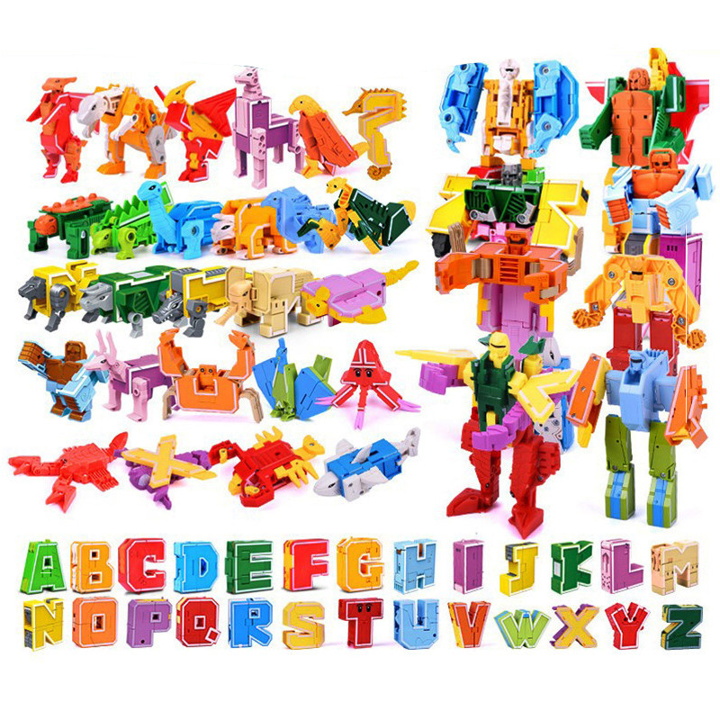 26 GU English Letter Alphabet Transformation Robot nosaur Deformation Animal Action Figure Learn A-Z