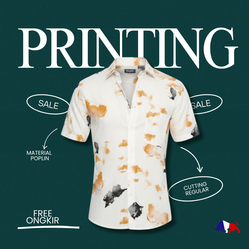 RICARDO kemeja pria corak lengan pendek dbritano 22324