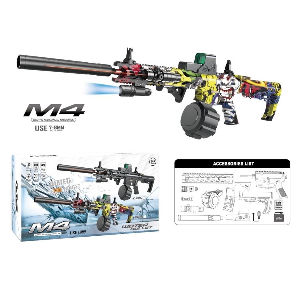 Mainan Anak Tembakan Gel Blaster Elektrik M4 (WH28-3) / Water Bullet Gun Outdoor