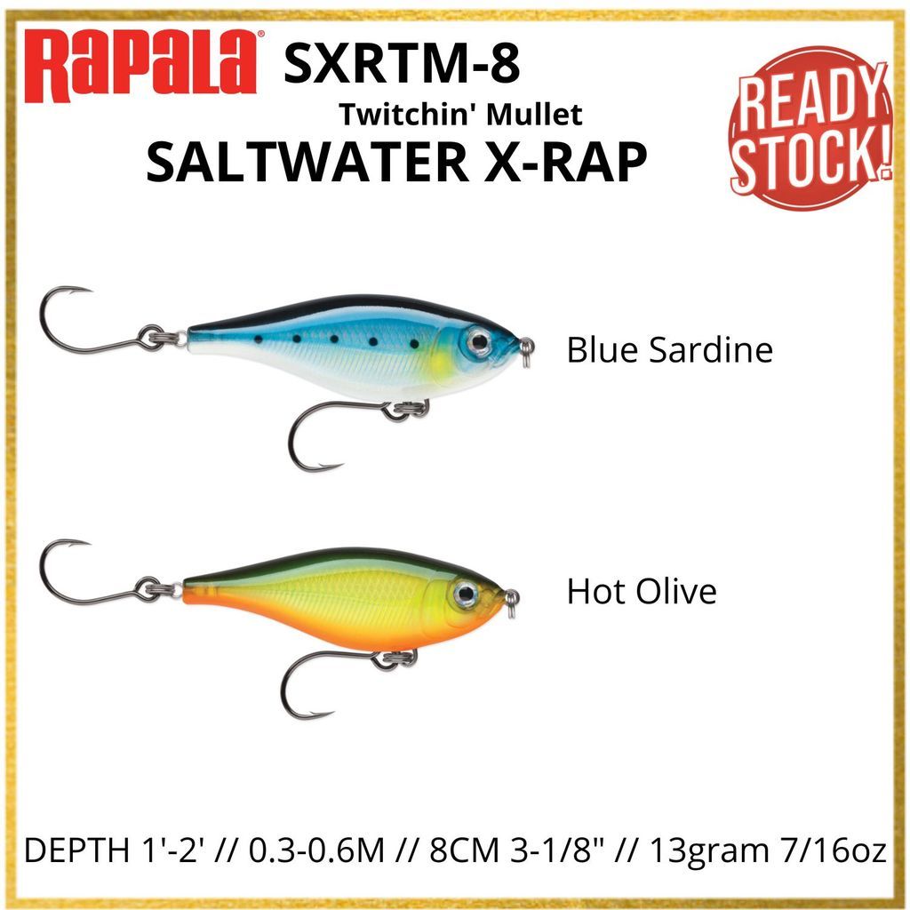 Umpan Pancing Rapala Saltwater X-rap  8CM 13gram SXRTM-8 TWITCHIN MULLET 1'-2' 0.3-0.6M - Lure Casti
