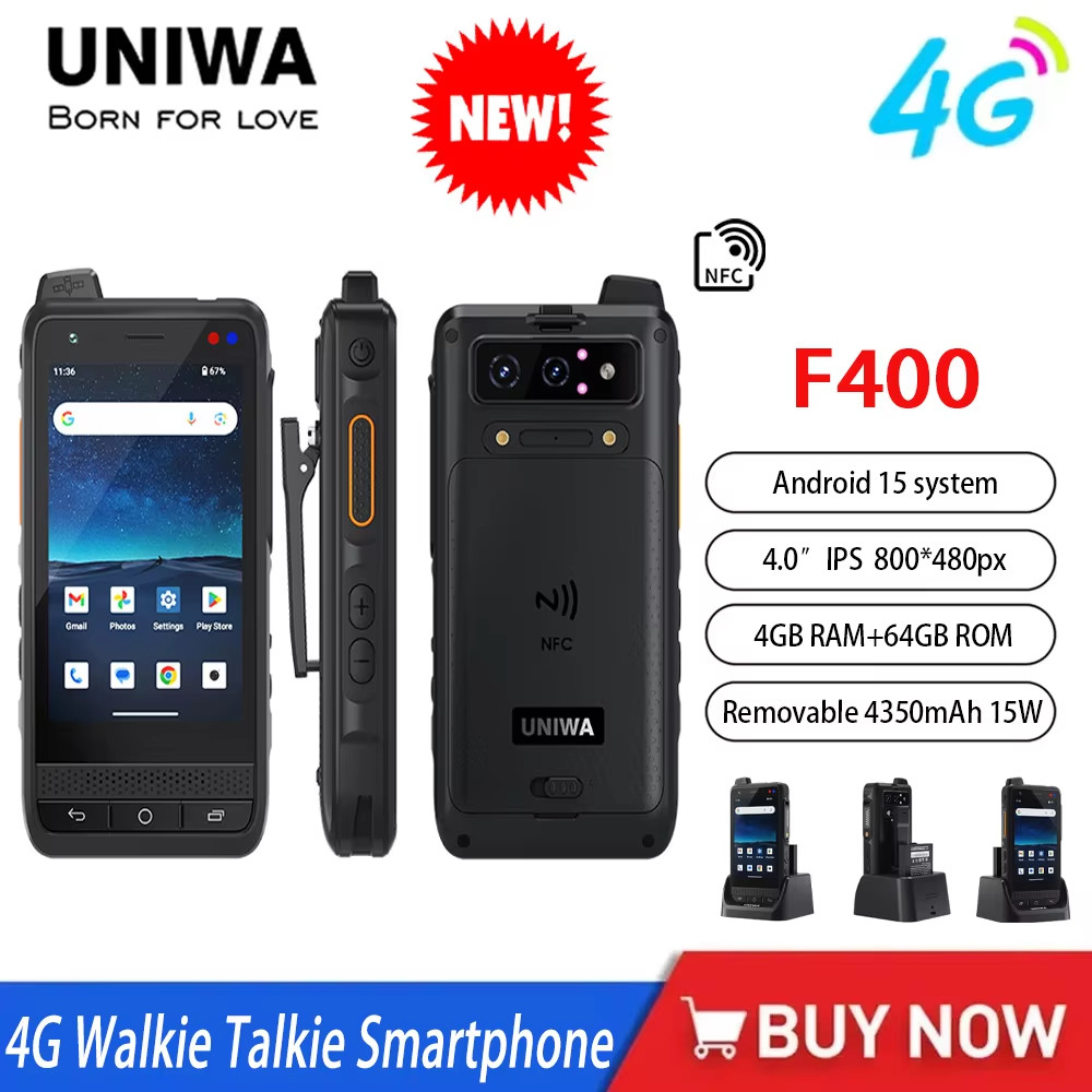 NEW Global Etion UNIWA F400 4G Zello Walkie Talkie Smartphone 4" Android15 5.0MP 13MP 4GB+64GB 4350m
