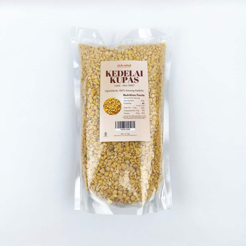 Kedelai Kupas 1kg Kacang Kedelai Kupas Putih Premium Club Sehat Bahan Tahu, Tempe, Susu Kedelai .