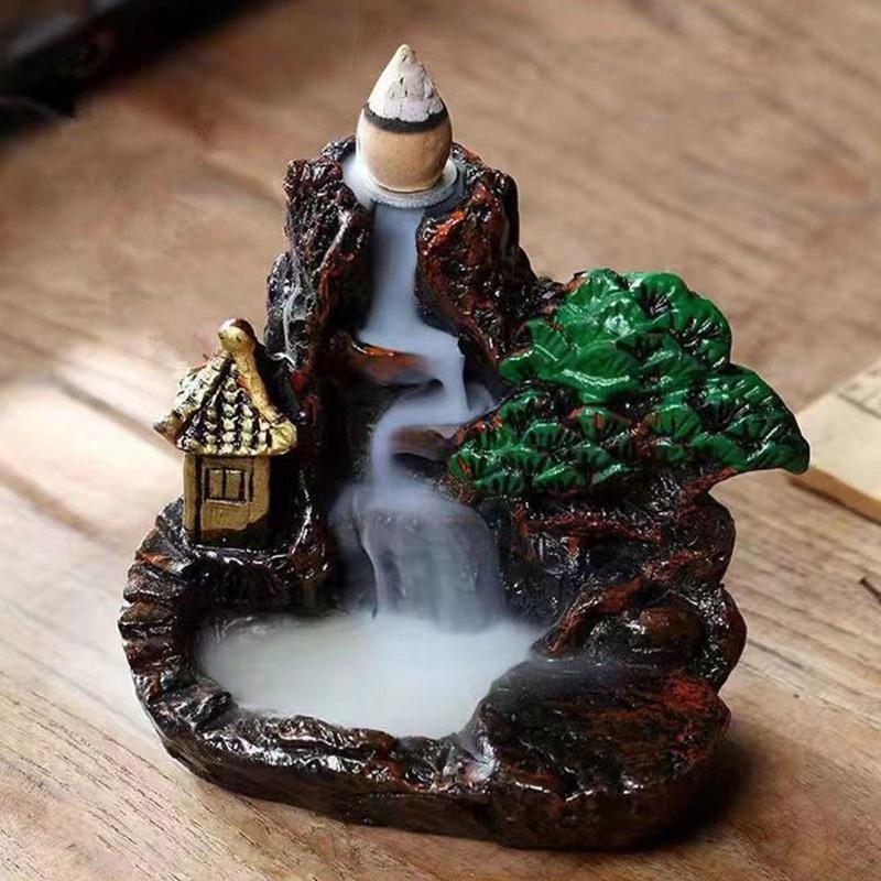Incense Burner Resin Backflow Incense Burner Waterfall Incense Burner Innovative Tower Incense Sanda