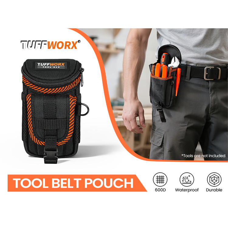 Small Tool Pouch with Belt Clip, Tool Belt Pouches, Electrician Tool Pouch. Mini Organizer Pocket At