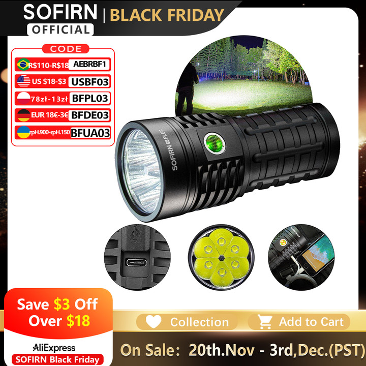 Sofirn Q8 Plus Super Powerful LED Flashlight 16000lm USB C Rechargeable 21700 Anduril 2.0 Torch XHP5