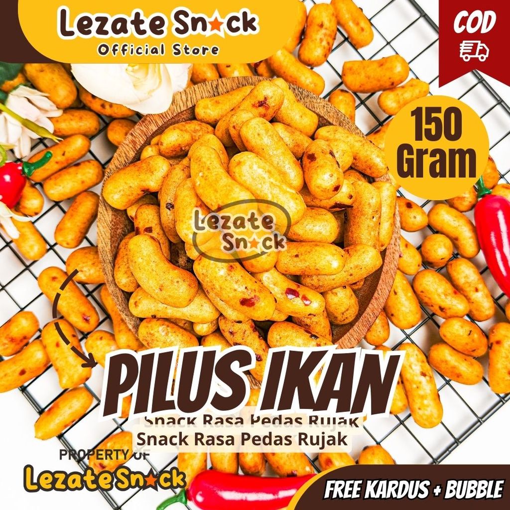 Pilus Rujak Ikan Tenggiri 150gr Murah Enak Renyah / Pilus Bangkok Pedas Manis Daun Jeruk / Pilus Ika