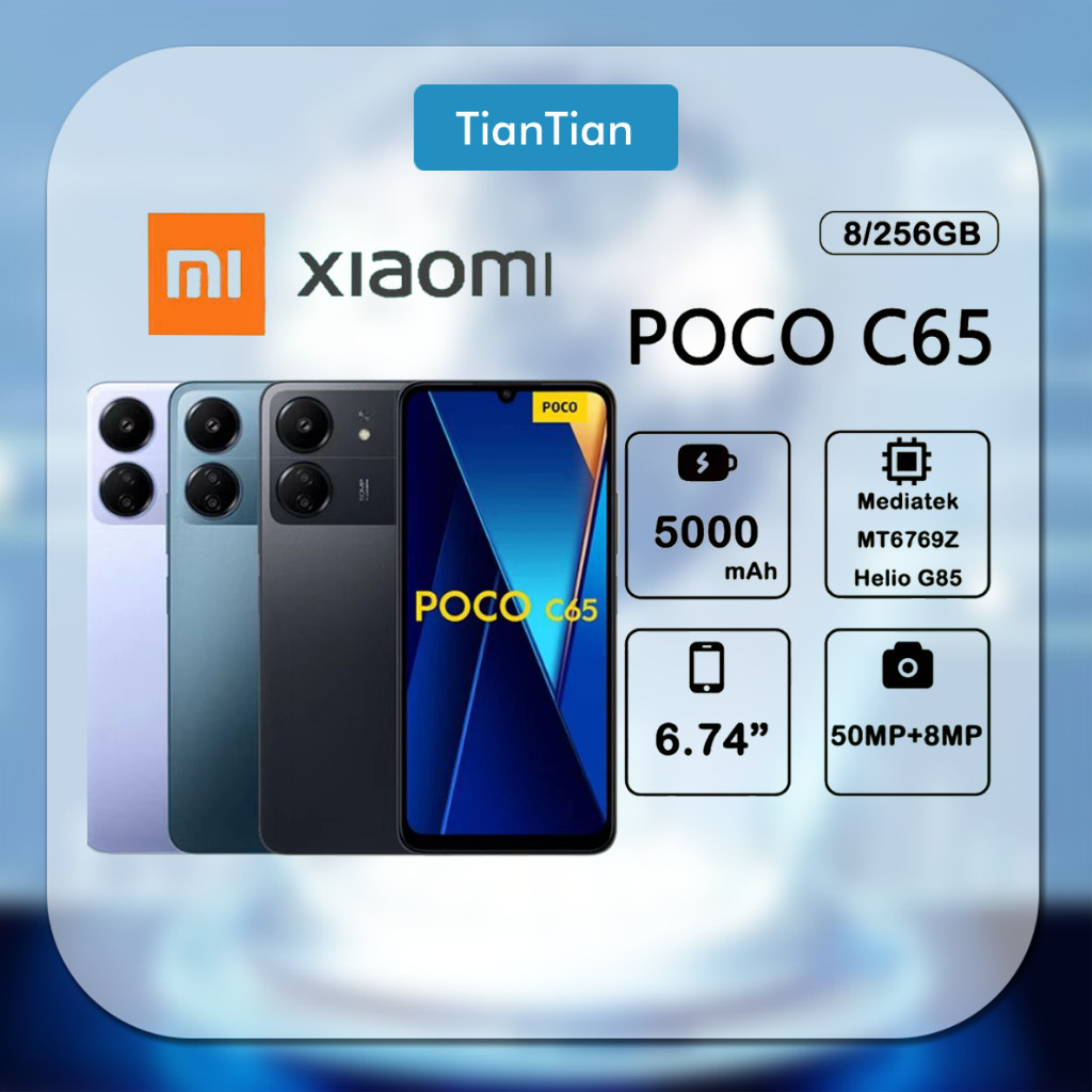 HP XIAOMI POCO C65 Ram 8/256GB NFC 5000mAh 4G LET 6.74 inci 50MP+12MP Dual SIM Handphone Indonesia