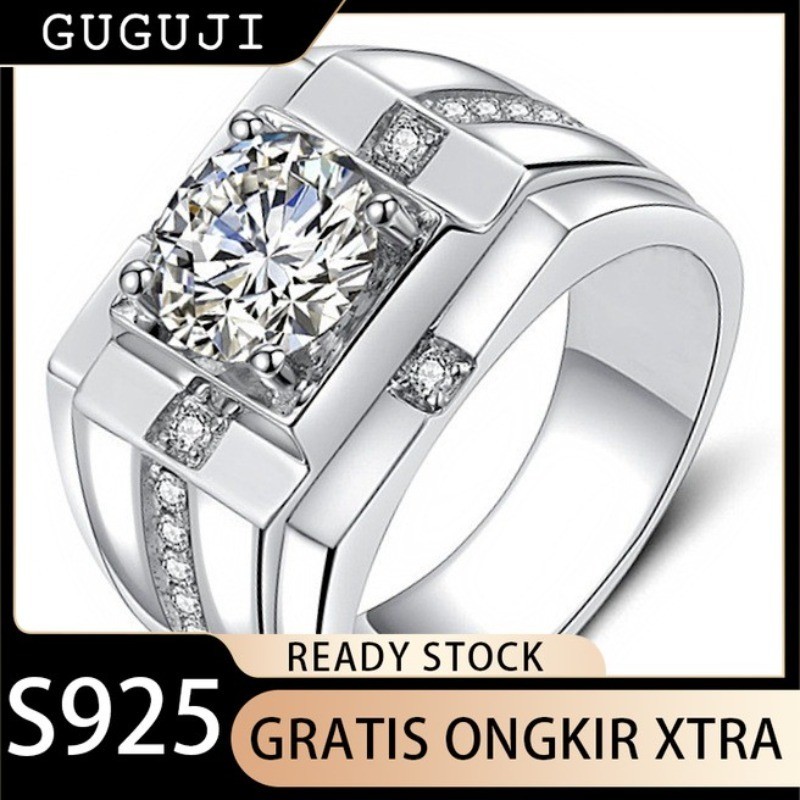 GUGUJI Cincin Pria Baru yang Dominan, Cincin Bisnis Fashion Pria, Cincin Pertunangan Berlian Emas Pu