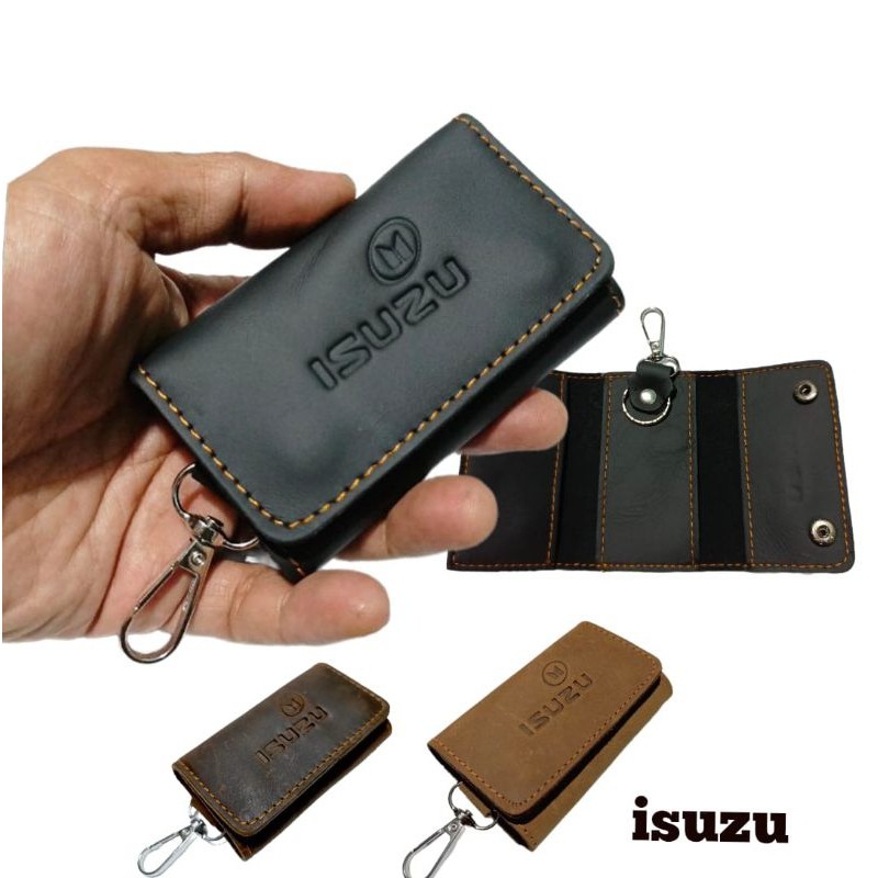 Gabtungan kunci mobil ISUZU kulit asli original dompet stnk mobil