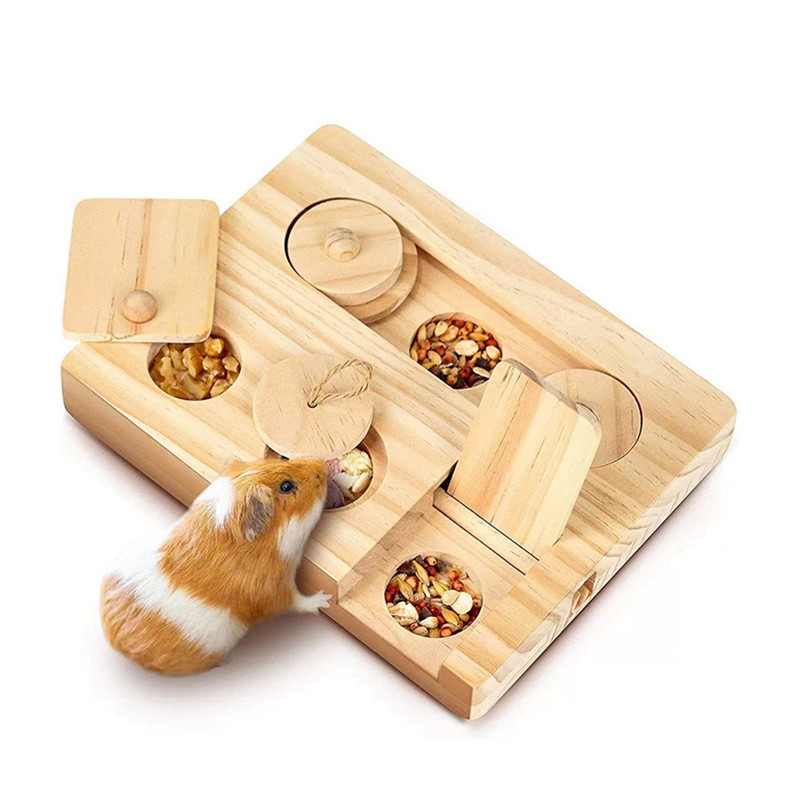 Discount Guinea Pig Foraging Toys 6 In 1 Wooden Toys For Guinea Pig Educational Interactive Hide Tre