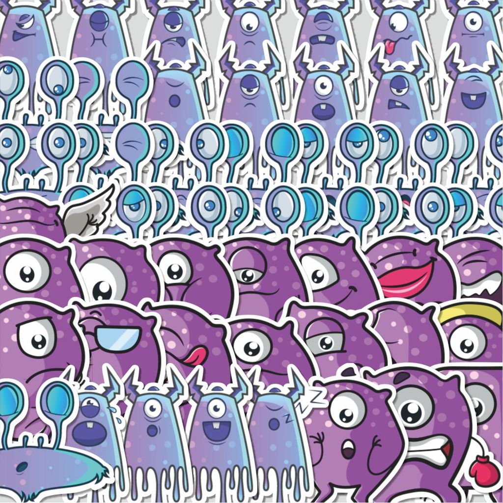 Stiker Cutting Pack Stiker Cute Purple Demon Isi 100Pcs Series Aesthetic Lucu Keren Untuk Koper Baha