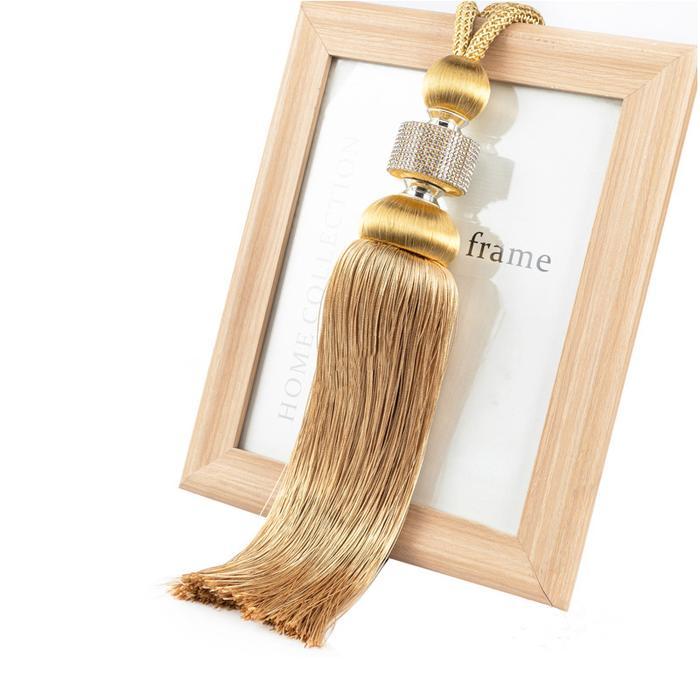 2Pcs Tali Gorden Kristal Tassel Tali Gorden Jendela Panjang Tali Gorden Rumbai Mewah - Gold