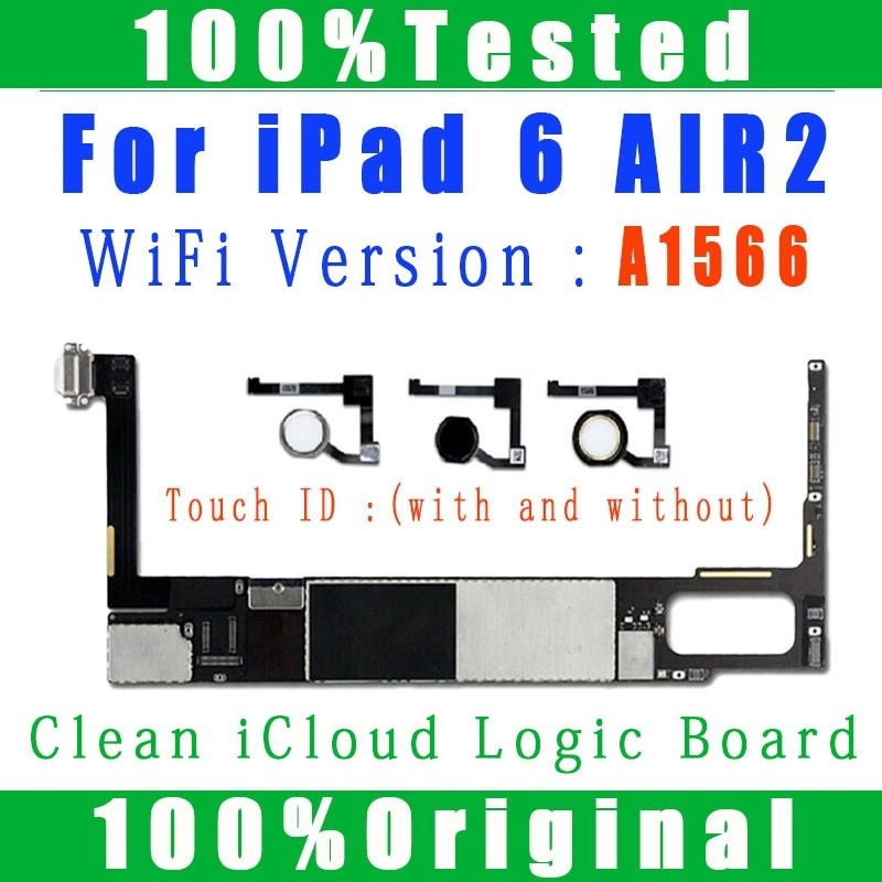 A1566 Wifi Version Clean iCloud With Full ips Mainboard For IPad 6 Air 2 Mainboard Logic Board