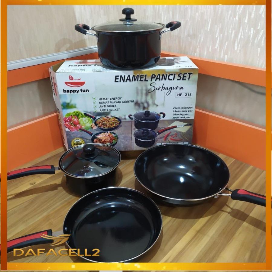 Panci Set Enamel 6 Pcs Happy Fun HF-218 -DAFACELL