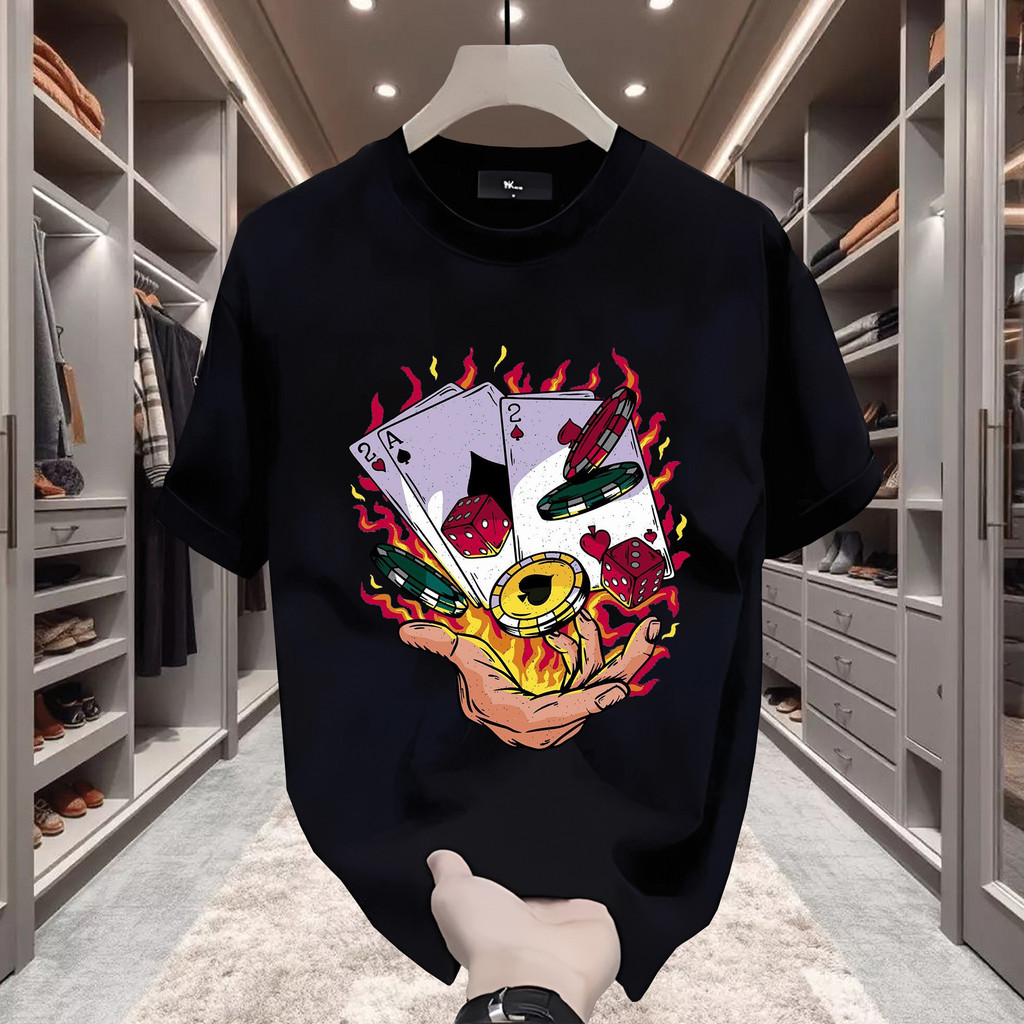 Kaos Distro Pria Kartu Remi Flare | Kaos Pria Streetwear Cotton 100% Premium