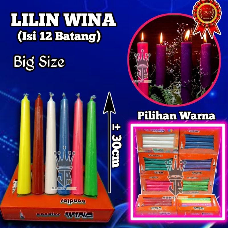 (Moduno) (Isi 12 pcs)Lilin Wina besar,Lilin Natal,Lilin Christmas,Lilin malam Kudus,Lilin Besar