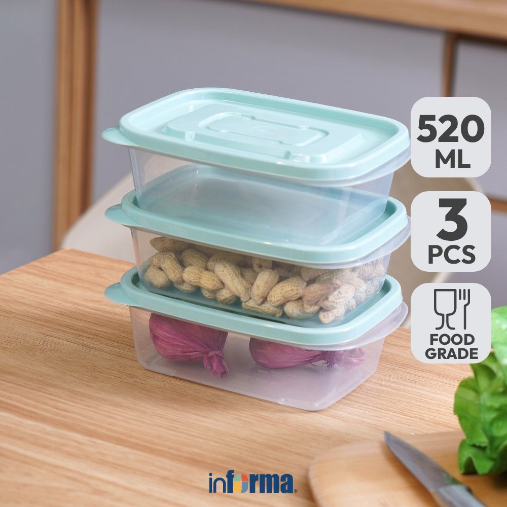 Informa Appetite 520 ml Set 3 pcs Bondi Wadah Makanan - Hijau Food Container Kotak Makan Food Grade 