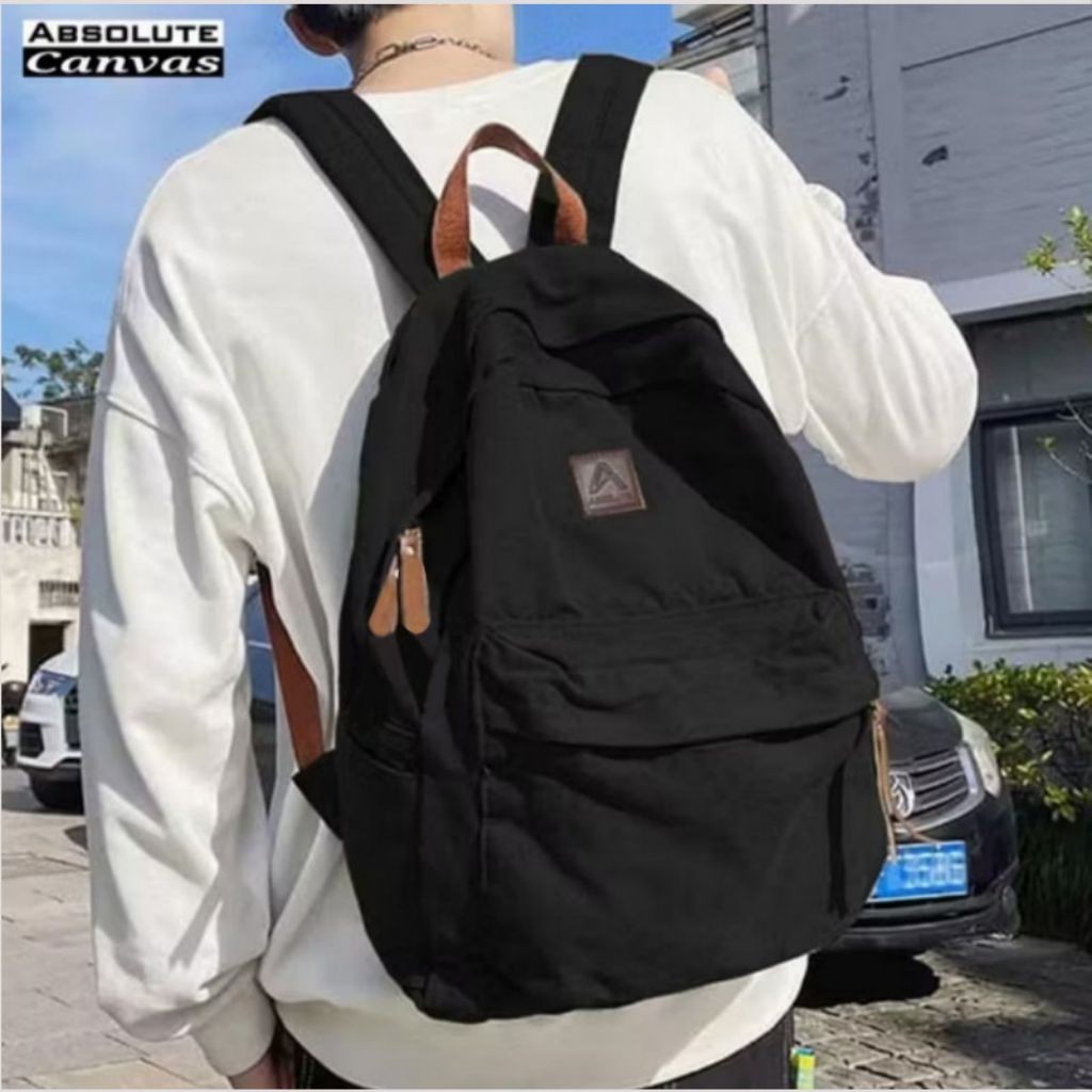 KINGSHOP Kanvas Pria Wanita (HITAM) Tas Ransel Kanvas Pria Wanita (ARMY) Tas Pria Wanita Kanvas (NAV