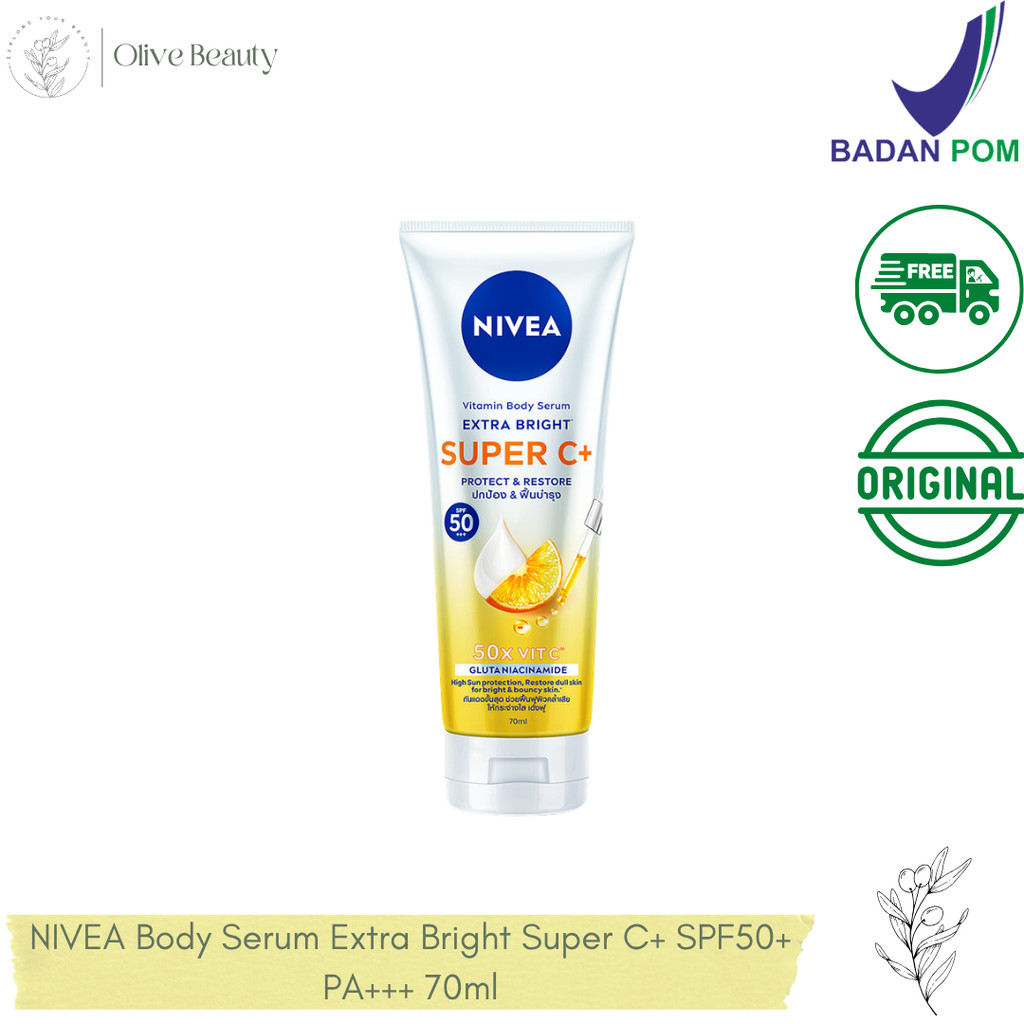 NIVEA Body Serum Extra Bright Super C+ SPF50+ PA+++ 70ml - Hand body serum lotion moisturizer