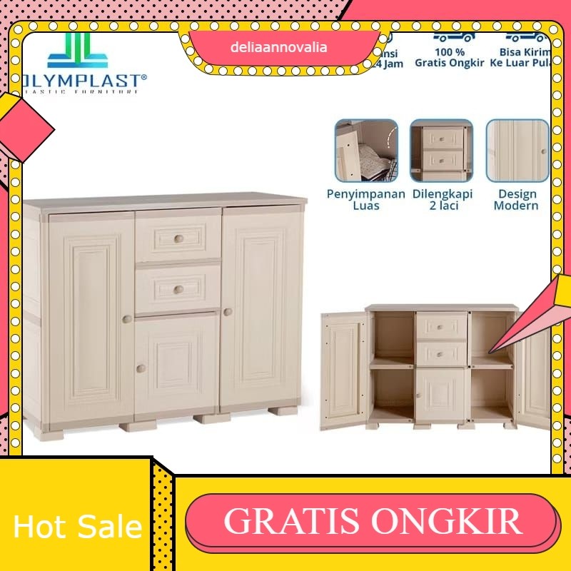 Lemari kabinet serbaguna plastik pakaian buku rak tv OLYMPLAST OTC CREDENZA MODERN