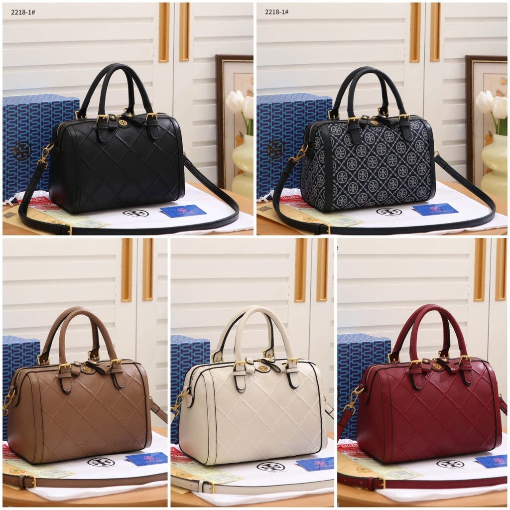 Tas Wanita #2218-1 T-Monogram Leather Petite Barrel Bag