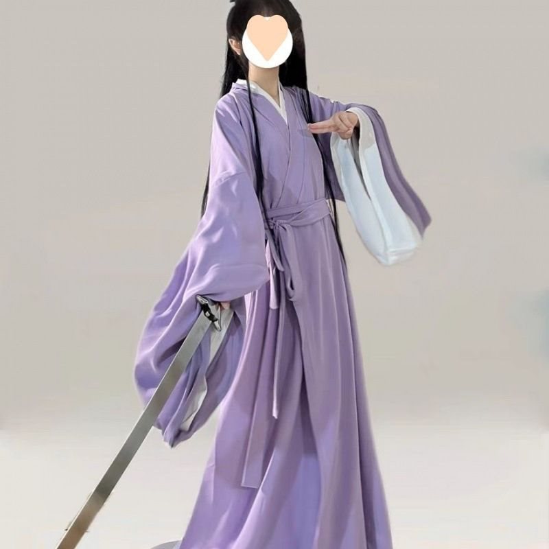 Hanfu Pria dan Wanita Gaya Rok Ru Kerah Silang Kostum Kuno Sehari-hari