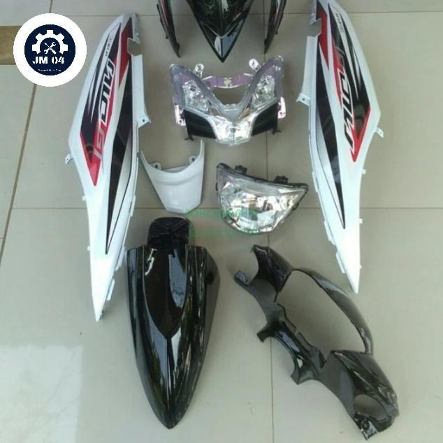 FULL BODY HALUS+REFLEKTOR LAMPU DEPAN+STRIPING MOTOR MIO GT PUTIH