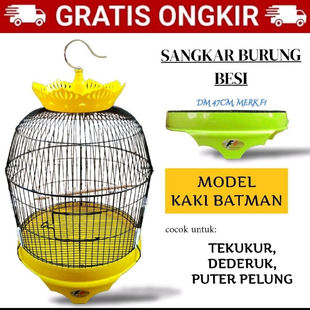 SANGKAR KANDANG BURUNG TEKUKUR DERKUKU PUTER PELUNG BESI DIAMETER 47CM BULAT JUMBO BESAR BESI FULL A