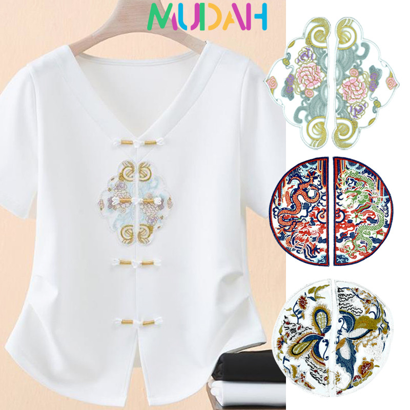 Bordir Coin Bulat Baru Import Aplikasi Bordir Ethnic Bunga Rose Embroidery Floral Sepasang