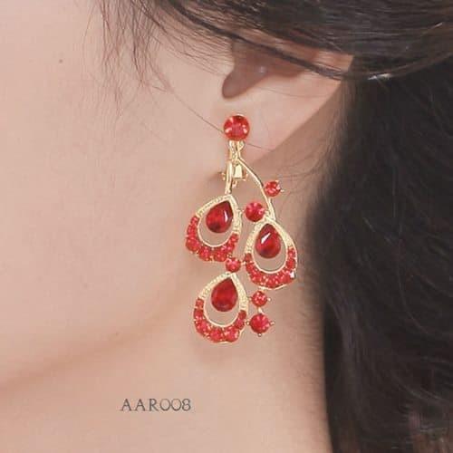Anting Merah Pesta Bridal Aksesoris Fashoin  Anting Wanita  AAR008