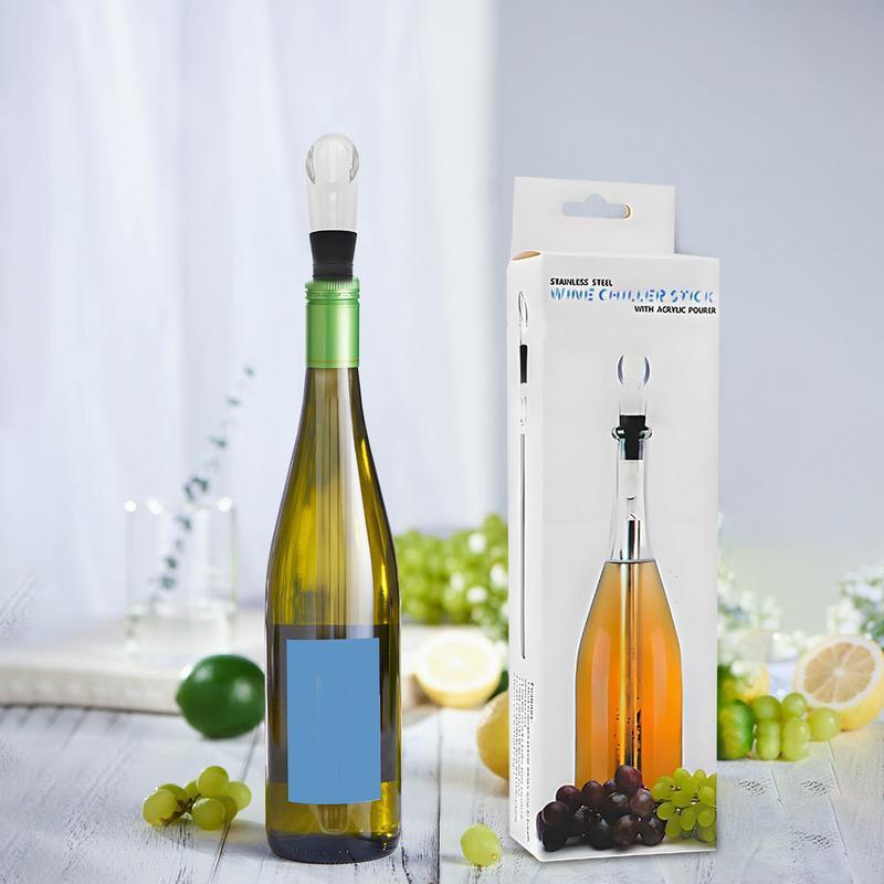 Wine Chiller Stick Red Wine Cooling Stick Stainless Steel Wine Chiller with Wine Stopper and Wine Po
