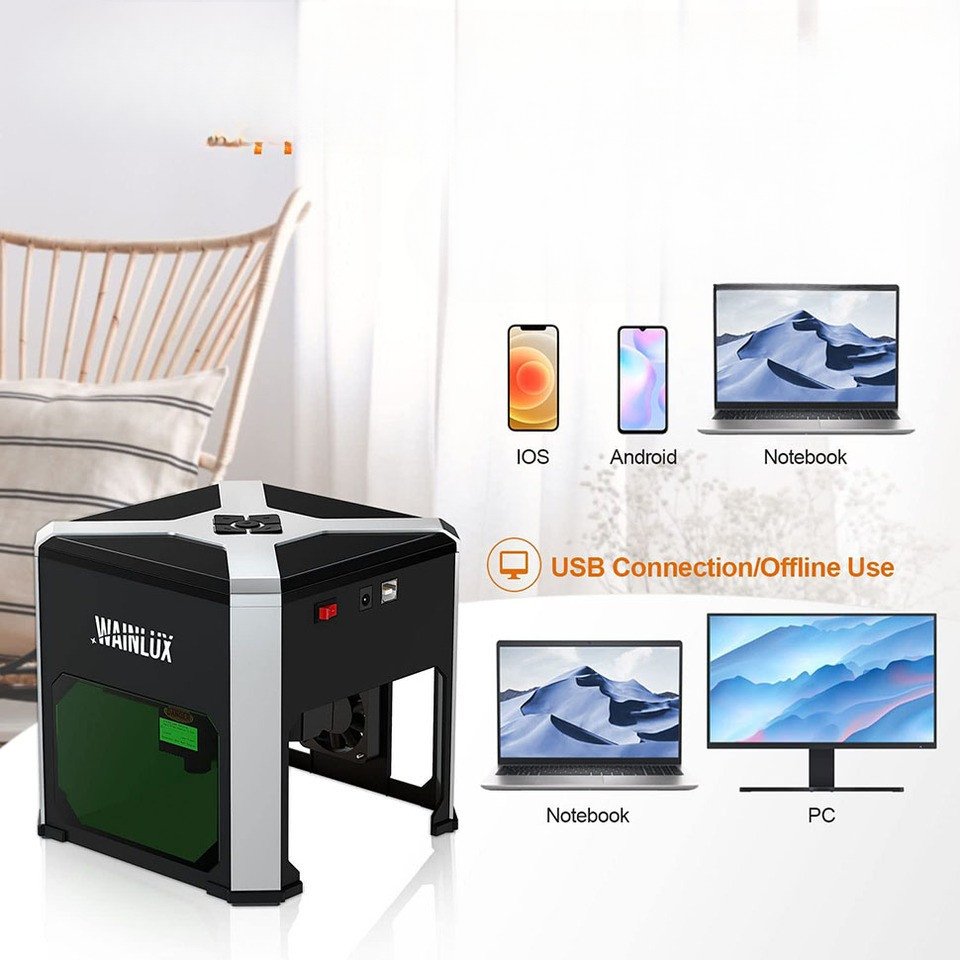 Wainlux Laser Engraver K6 Mark Printer Cutter Woodworking Machines Plastic 3000mw Bluetooth Mini Las