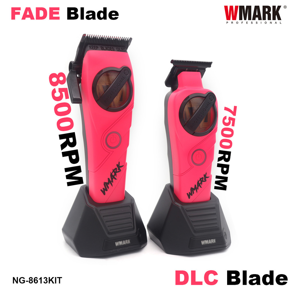 WMARK NG-8613KIT Men's Clipper 8500RPM Full Metal DLC Blade with Base arger Professional Barber Hair