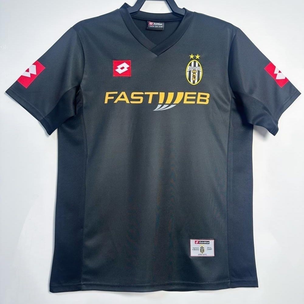 Jersey Sepak Bola Lengan Pendek Tandang Juventus Dewasa Retro 2001-02 T shirt pria