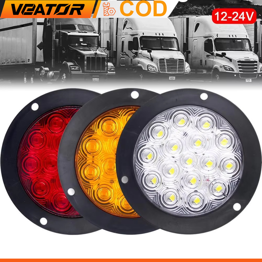 Lampu Rem Belakang Bulat 12V 24V 16 LED 4" Lampu Indikator Peringatan Lampu Sein Mundur Mobil Truk T