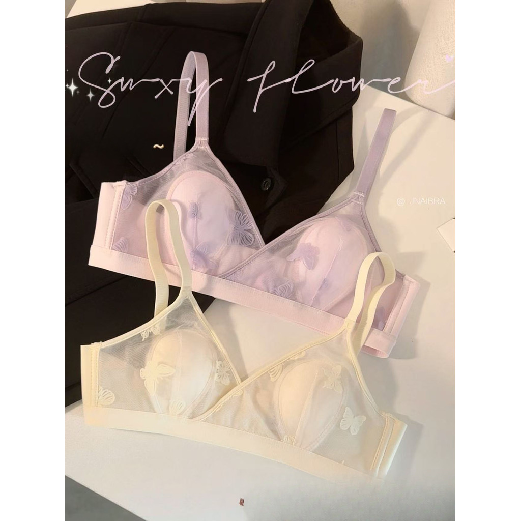 [Miss Lace]Bra wanita model segitiga cup tipis, kecil tanpa pinggiran, renda