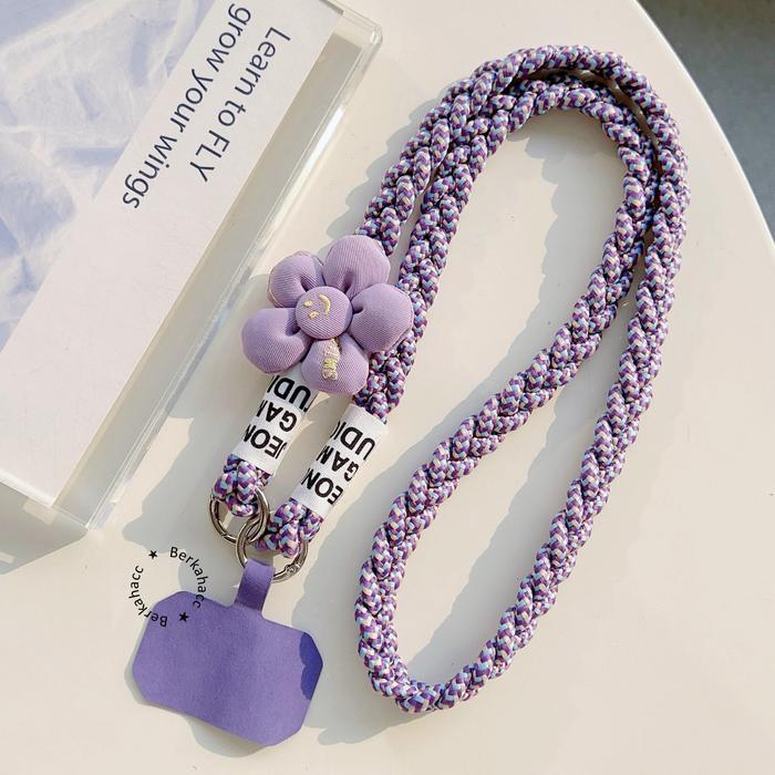 NetGadget Tali HP Lanyard Kepang Cross-body Motif Flower Gantungan Handphone Universal SM356-SM363 -