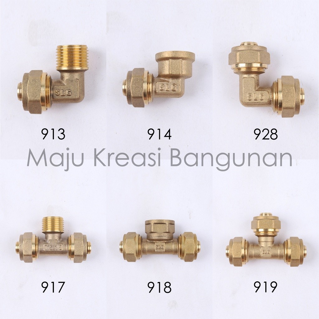 PROMO - [Perlengkapan Dapur] Sambungan Air Panas Soligen Kuningan Tee Sok Shock Nepel Sock Drat Luar