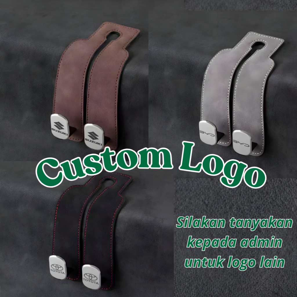 Hanger Kait Sandaran Kursi Logo Mobil Custom Warna Hitam dengan Desain Khusus untuk Sandaran Kursi L