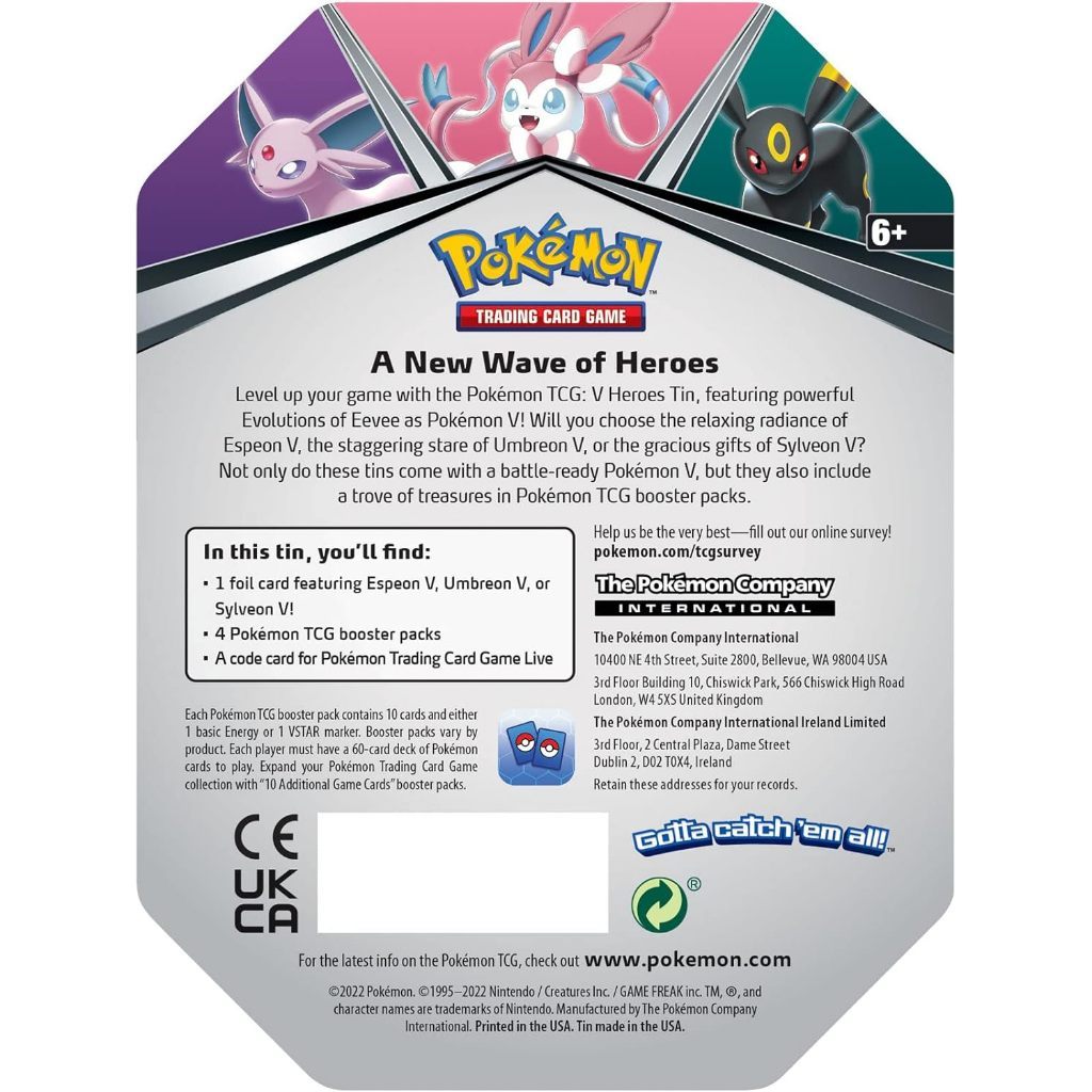 Pokmon Tcg: V Tin Heroes Umbreon (1 Foil Card & 4 Booster Packs)