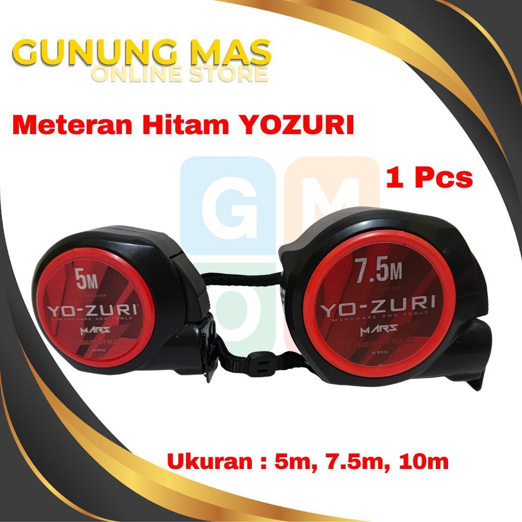 YOZURI Meteran AutoStop/AutoLock 3M, 5M, 7.5M, 10M Anti Karat Meteran Tukang
