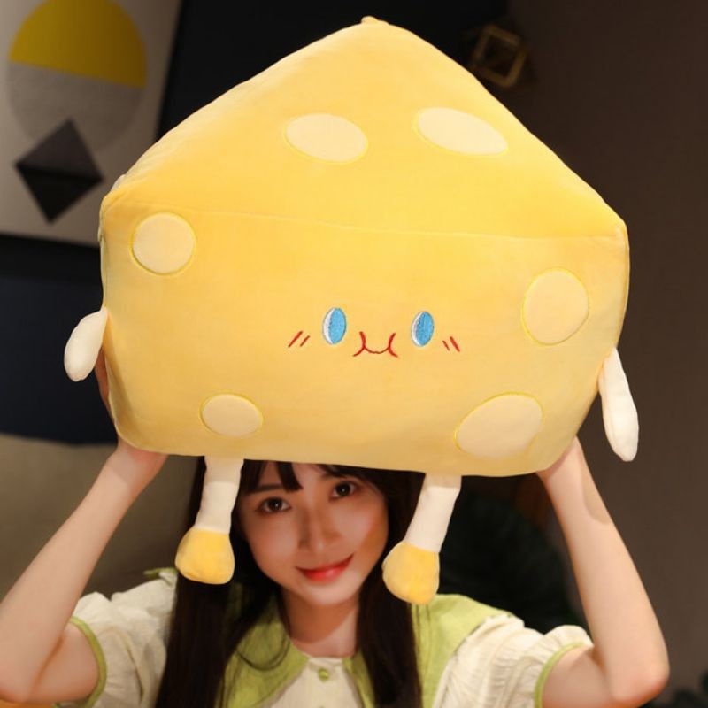 Boneka Keju Lembut Lucu, Boneka Kreatif, Bantal Camilan, Hamster Kucing Kelinci Keju Sandaran Lembut