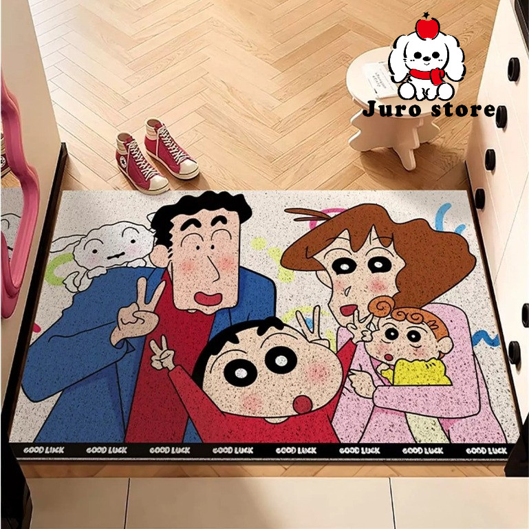 JURO Keset Outdoor Shinchan , Crybaby Popmart Penyerap Air Anti Selip ,Keset Pintu, Keset Kulit Berk